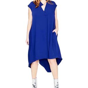 RACHEL Rachel Roy Blue Asymmetrical High-Low Sundress Handkerchief-Hem Dress M